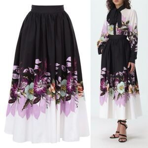 ELIE SAAB Women’s Floral-Print Poplin Cotton Skirt, Size 38